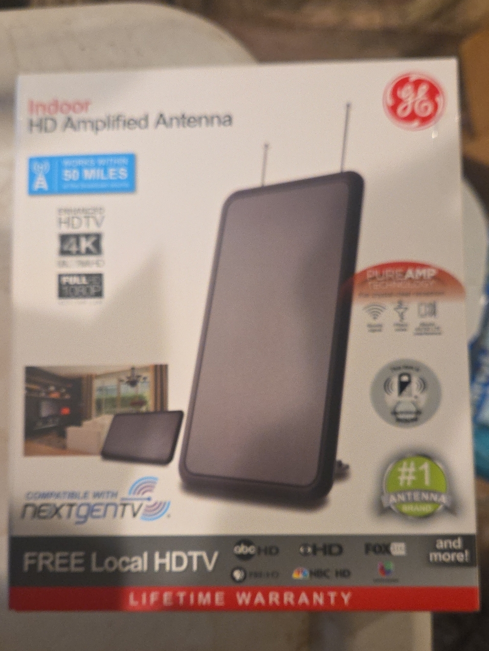 Indoor HD Amplified Antenna - Black